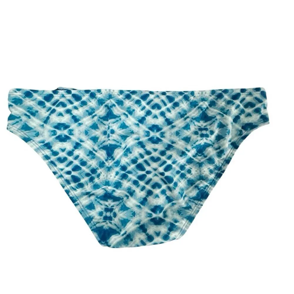 Urbanology Women's L Strappy Side Bikini Swim Bottom Blue White‎ NWT
